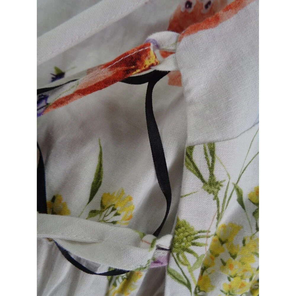 H&M Floral Linen Blend Romper Strappy Size XL Wildflower Meadow Collection New